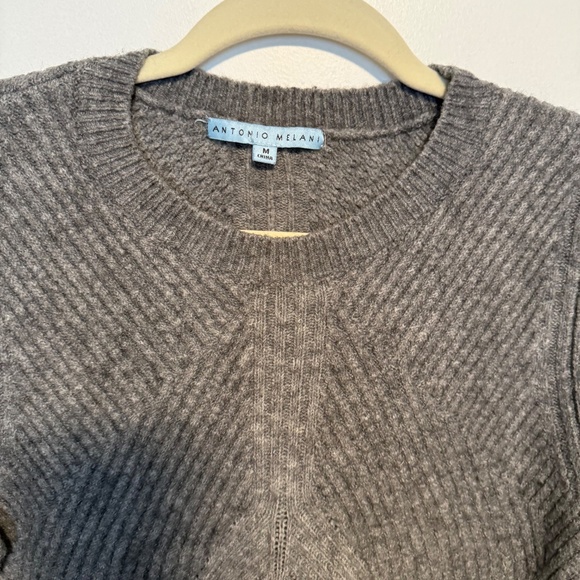 Antonio Melani Gray Peplum Wool Alpaca Blend Sweater Bell Sleeves Size Medium - Picture 2 of 10